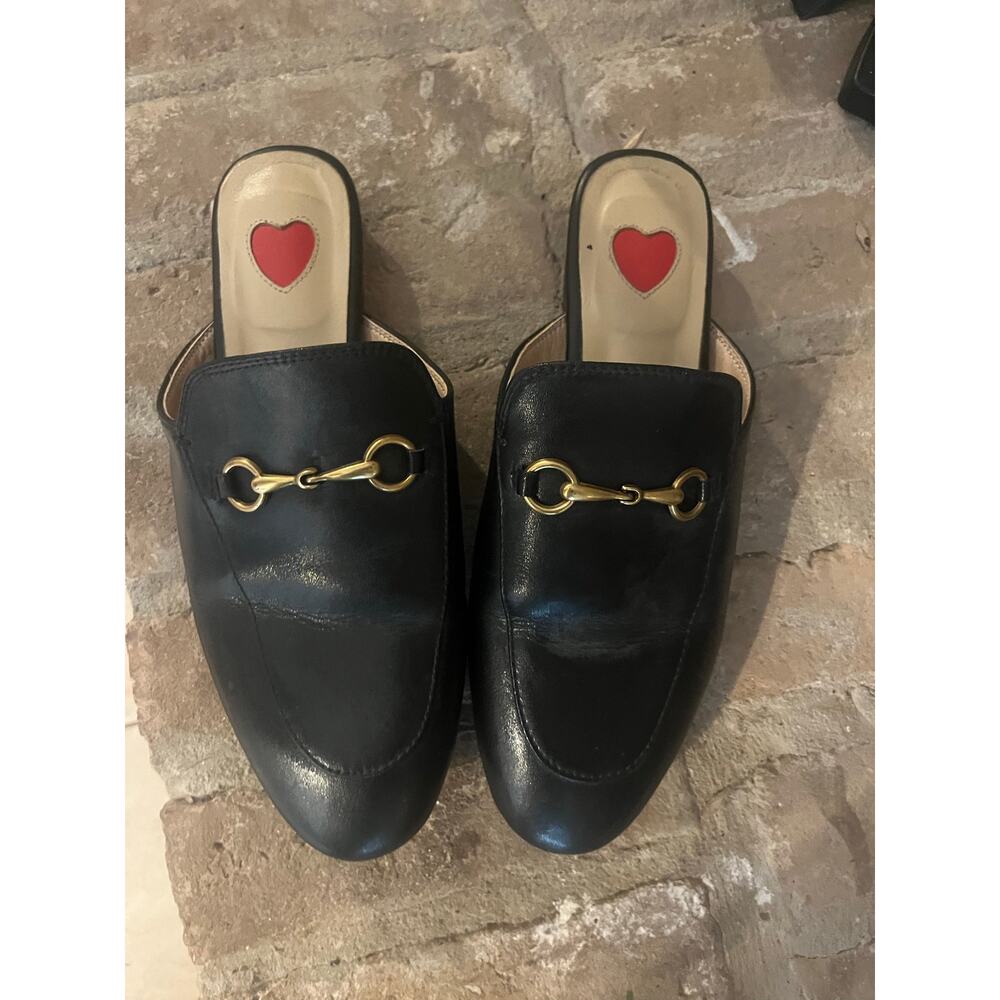 ARQA Black Leather Horsebit Loafers Sz 37 Gold Hardware Similar to GUCCI style. - Picture 2 of 4